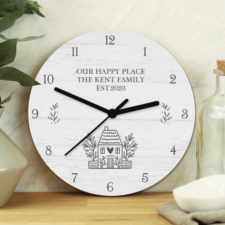 Buy Personalised HOME Shabby Chic Wooden Clock available now at www.giftsfinder.co.uk