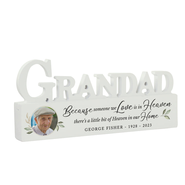 Personalised Botanical Memorial Photo Upload Wooden Grandad Ornament - part of the Gifts Finder Personalised Memorials collection