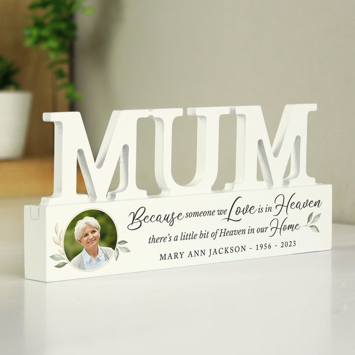 Personalised Botanical Memorial Photo Upload Wooden Mum Ornament - part of the Gifts Finder Personalised Memorials collection