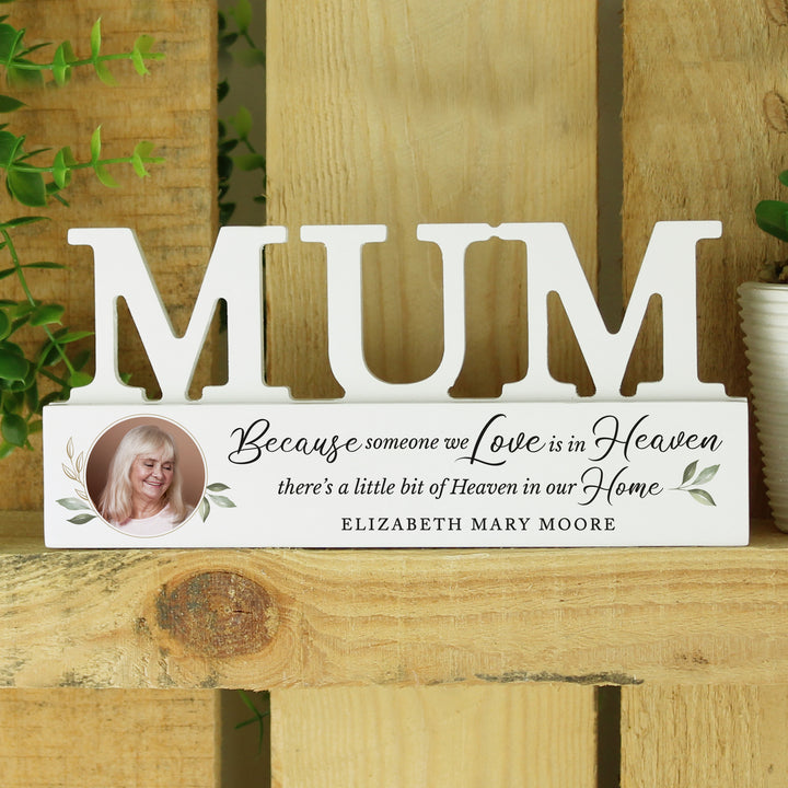 Personalised Botanical Memorial Photo Upload Wooden Mum Ornament - part of the Gifts Finder Personalised Memorials collection