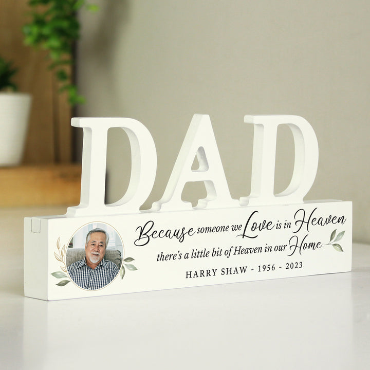 Personalised Botanical Memorial Photo Upload Wooden Dad Ornament - part of the Gifts Finder Personalised Memorials collection