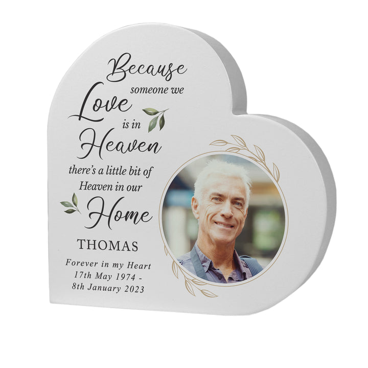 Personalised Botanical Memorial Photo Upload Free Standing Heart Ornament - part of the Gifts Finder Personalised Memorials collection