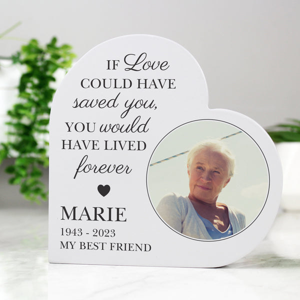 Buy Personalised Memorial Photo Upload Free Standing Heart Ornament available now at www.giftsfinder.co.uk