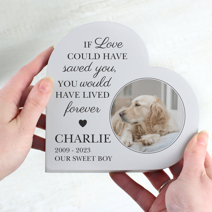 Personalised Memorial Photo Upload Free Standing Heart Ornament - part of the Gifts Finder Personalised Memorials collection