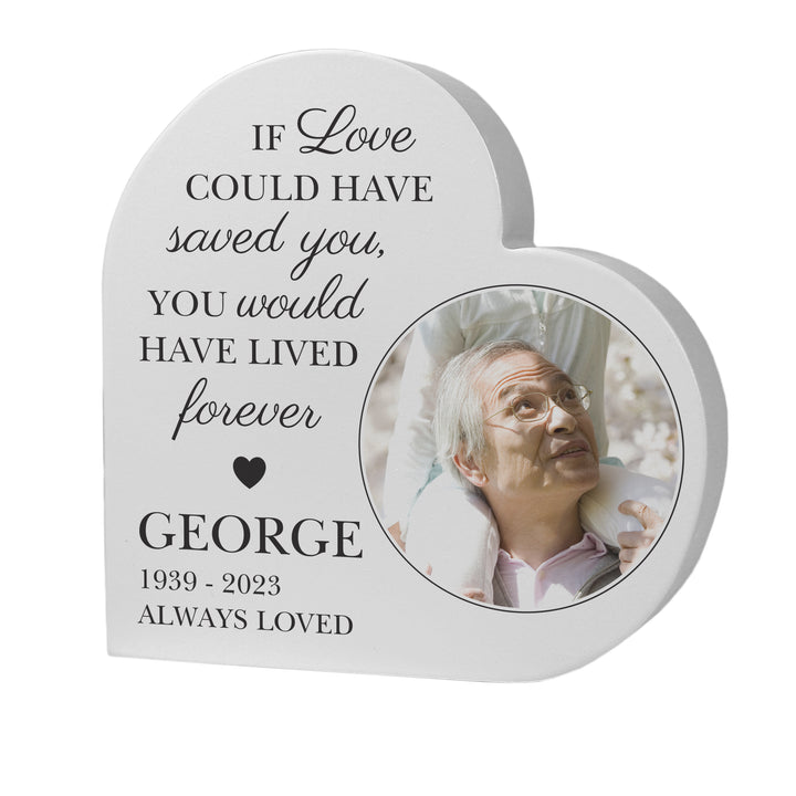 Personalised Memorial Photo Upload Free Standing Heart Ornament - part of the Gifts Finder Personalised Memorials collection