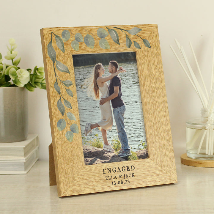 Buy Personalised Botanical 6x4 Oak Finish Photo Frame available now at www.giftsfinder.co.uk