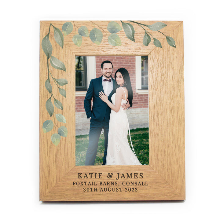 Buy Personalised Botanical 6x4 Oak Finish Photo Frame available now at www.giftsfinder.co.uk