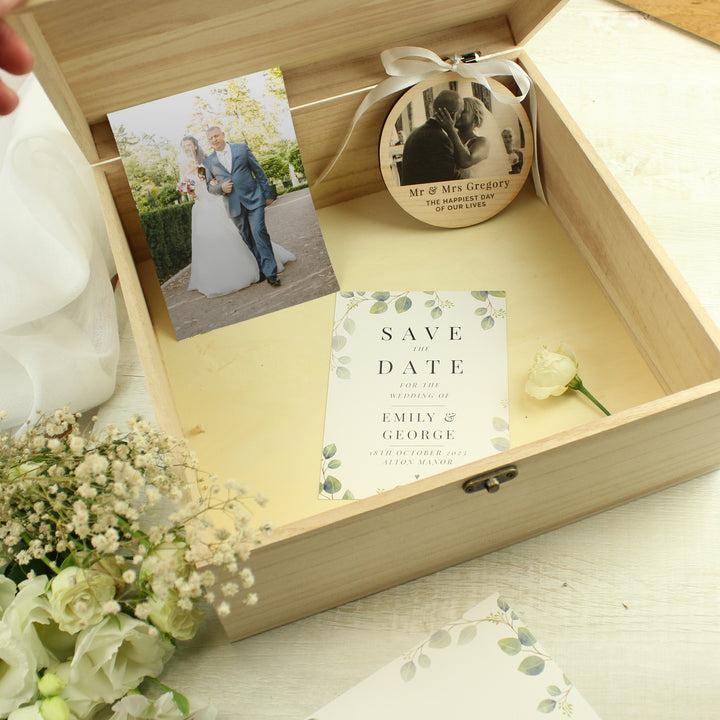 Personalised Floral Watercolour Wooden Keepsake box