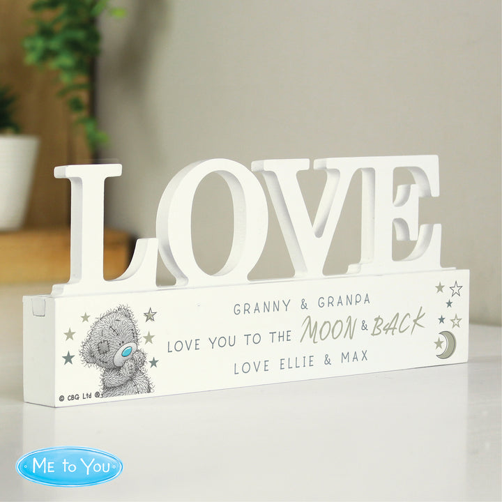 Buy Personalised Me To You Moon and Back Wooden Love Ornament available now at www.giftsfinder.co.uk