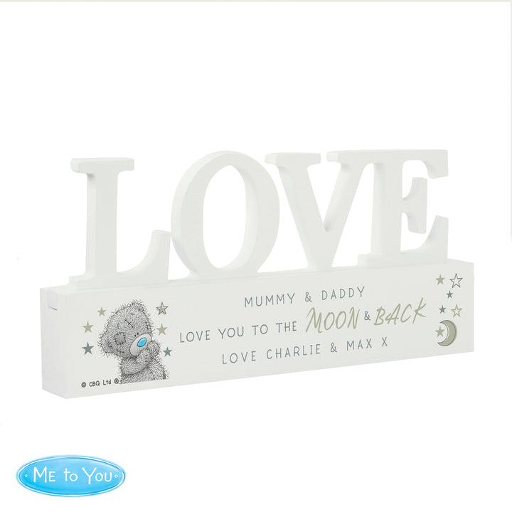 Buy Personalised Me To You Moon and Back Wooden Love Ornament available now at www.giftsfinder.co.uk