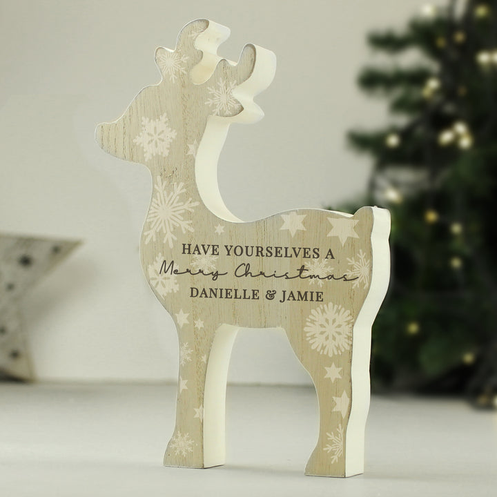 Personalised Snowflake Reindeer Ornament in gift category Personalised Christmas Decorations