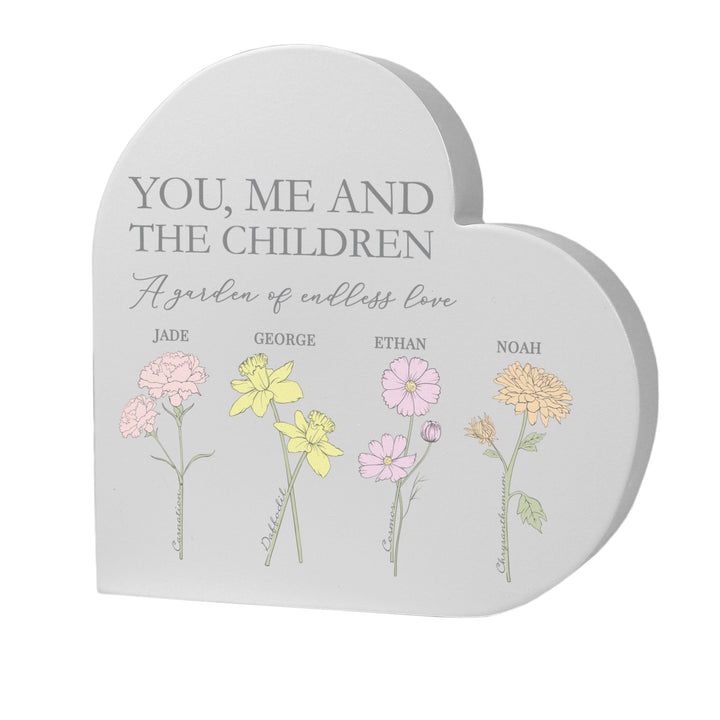 Buy Personalised Flower of the Month Family Heart Ornament available now at www.giftsfinder.co.uk