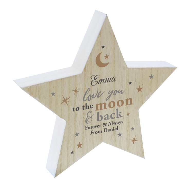 Buy Personalised Love You Wooden Star Ornament available now at www.giftsfinder.co.uk