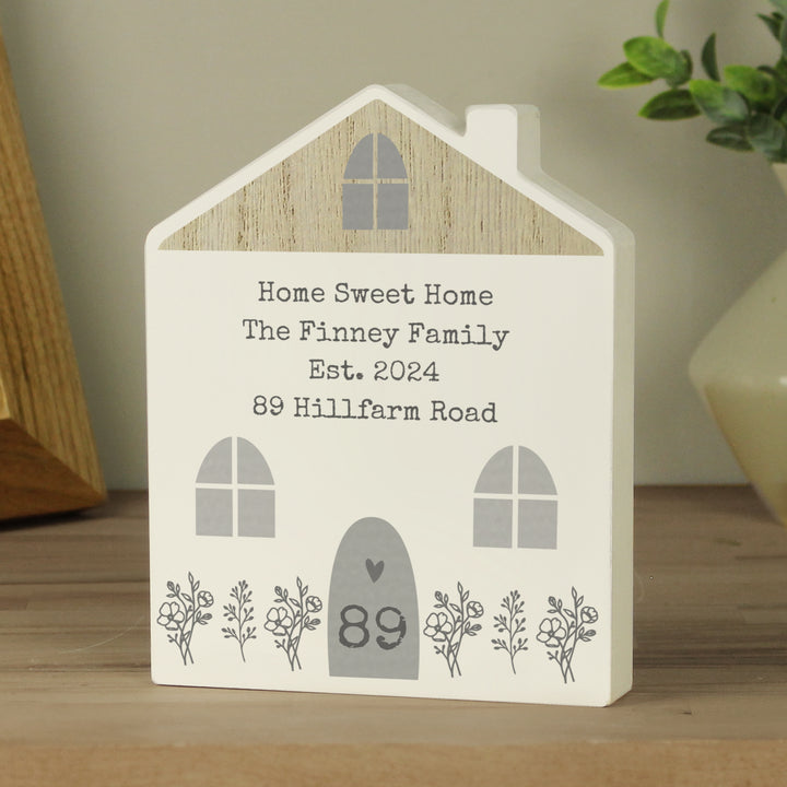 Personalised Grey Wooden House Ornament - part of the Gifts Finder Personalised Ornaments & Keepsakes collection