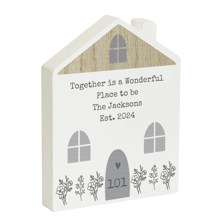 Personalised Grey Wooden House Ornament - part of the Gifts Finder Personalised Ornaments & Keepsakes collection