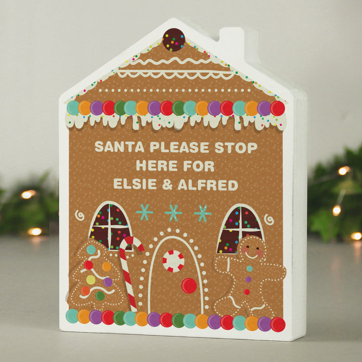 Buy Personalised Gingerbread House Christmas Wooden Ornament available now at www.giftsfinder.co.uk