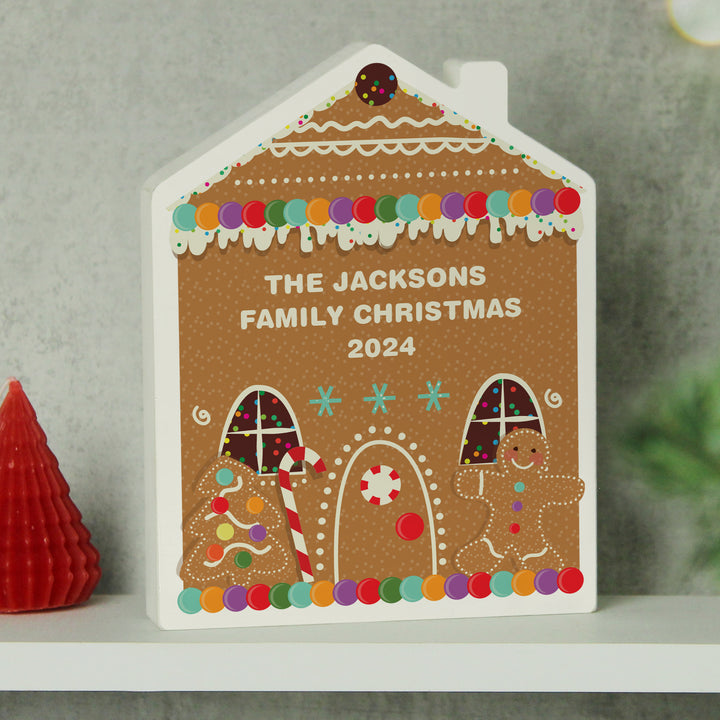 Buy Personalised Gingerbread House Christmas Wooden Ornament available now at www.giftsfinder.co.uk