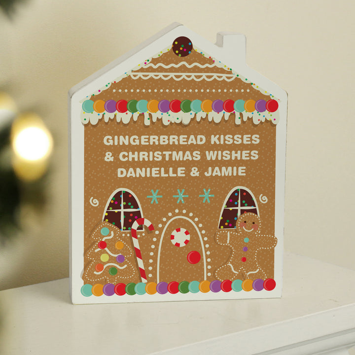 Buy Personalised Gingerbread House Christmas Wooden Ornament available now at www.giftsfinder.co.uk