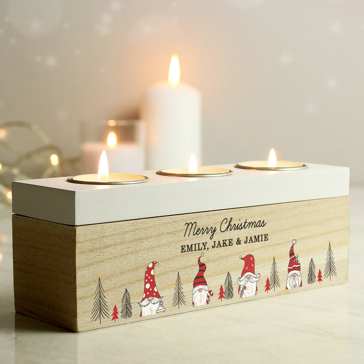 Personalised Gonk Christmas Triple Tea Light Box - part of the Gifts Finder Candles & Reed Diffusers collection