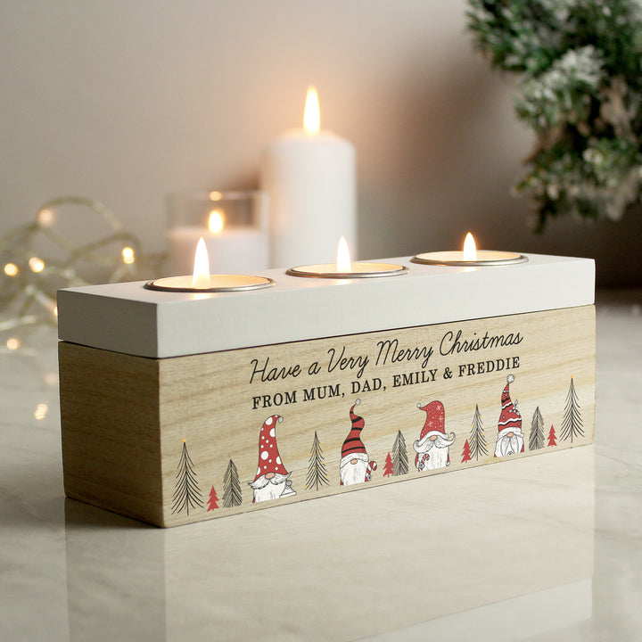 Personalised Gonk Christmas Triple Tea Light Box - part of the Gifts Finder Candles & Reed Diffusers collection