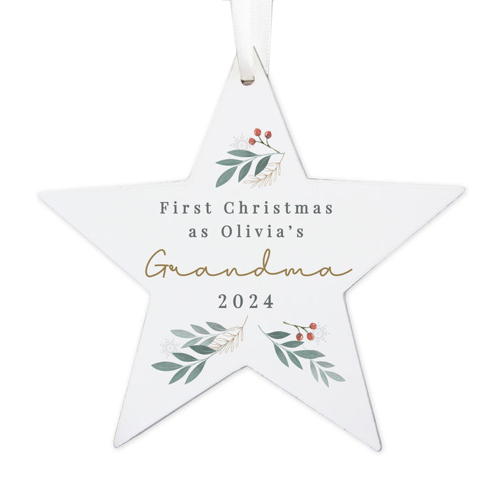 Buy Personalised Christmas Foliage Hanging Star Decoration available now at www.giftsfinder.co.uk