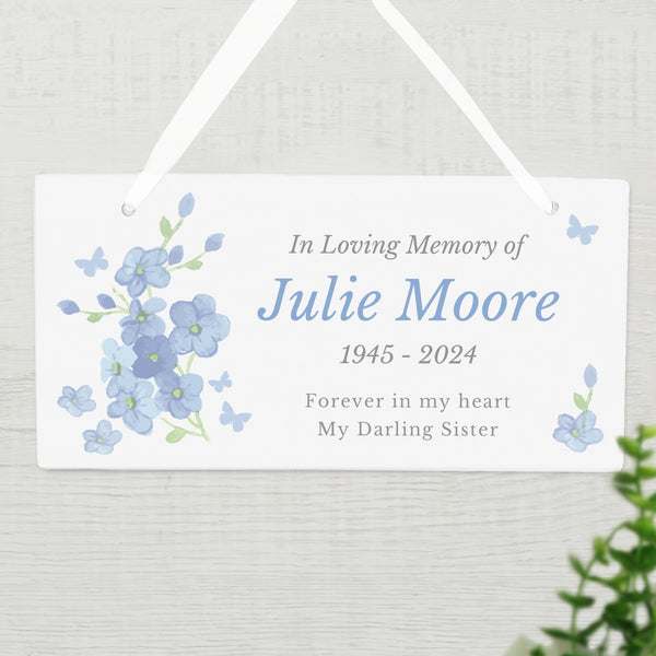 Buy Personalised Memorial Forget Me Not Wooden Sign available now at www.giftsfinder.co.uk