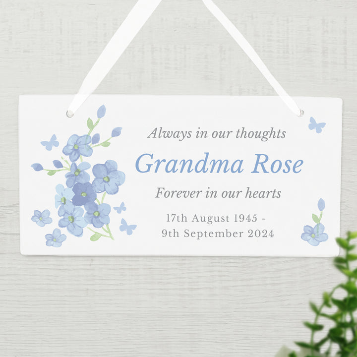 Buy Personalised Memorial Forget Me Not Wooden Sign available now at www.giftsfinder.co.uk