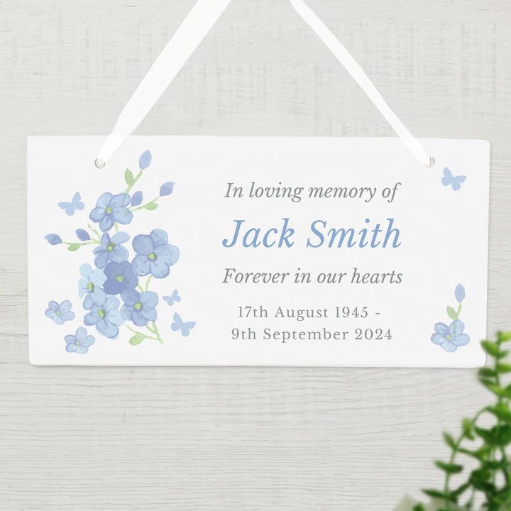 Buy Personalised Memorial Forget Me Not Wooden Sign available now at www.giftsfinder.co.uk