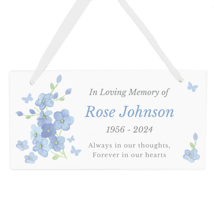 Buy Personalised Memorial Forget Me Not Wooden Sign available now at www.giftsfinder.co.uk