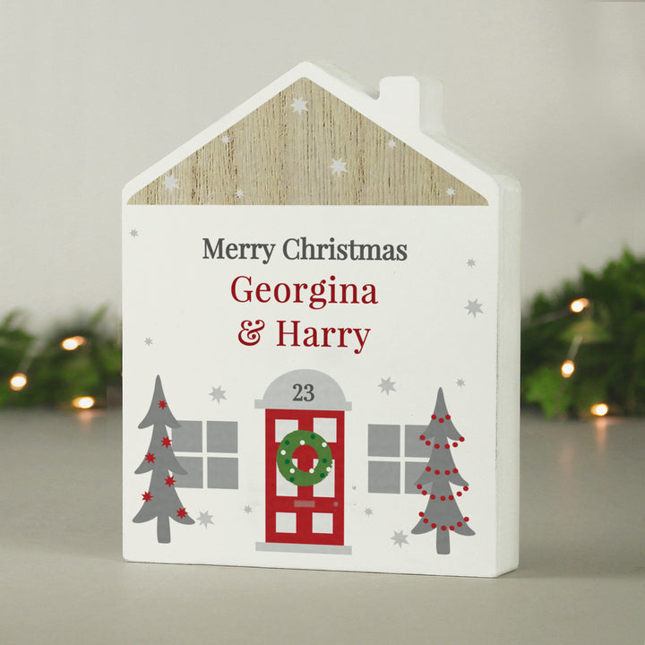 Personalised Christmas Wooden House Ornament - part of the Gifts Finder Personalised Ornaments & Keepsakes collection