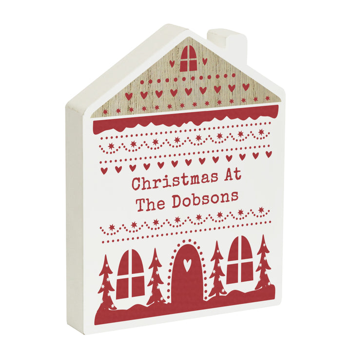 Personalised Christmas Fair Isle Wooden House Ornament - part of the Gifts Finder Personalised Ornaments & Keepsakes collection