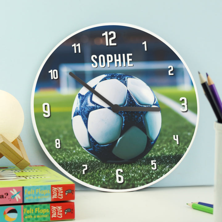 Personalised Football Wooden Childrens Clock - part of the Gifts Finder Personalised Wooden Clocks collection