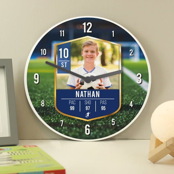 Personalised Football Photo Upload Childrens Clock - part of the Gifts Finder Personalised Wooden Clocks collection