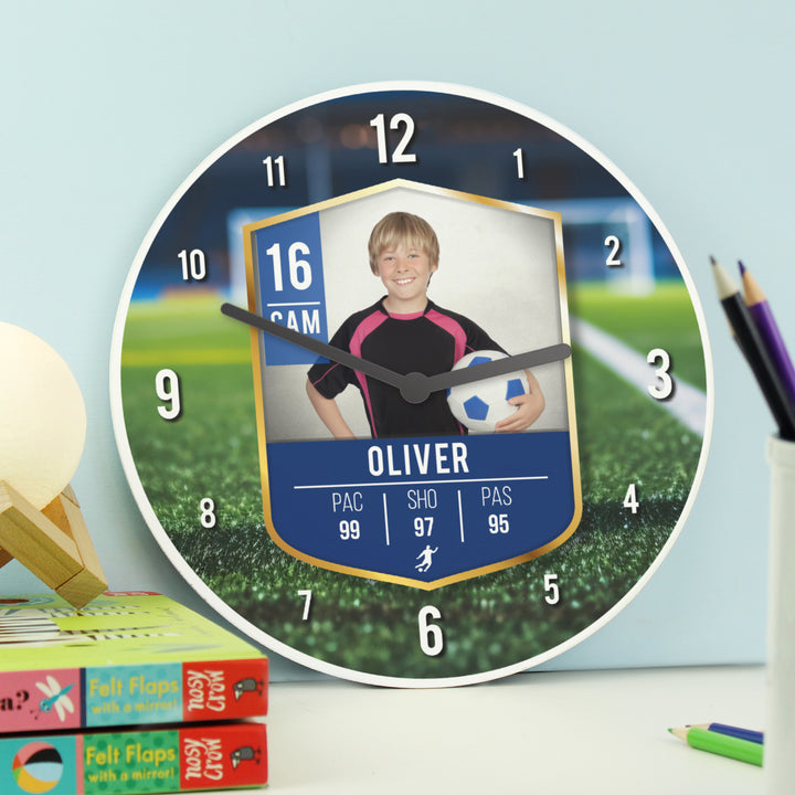 Personalised Football Photo Upload Childrens Clock - part of the Gifts Finder Personalised Wooden Clocks collection