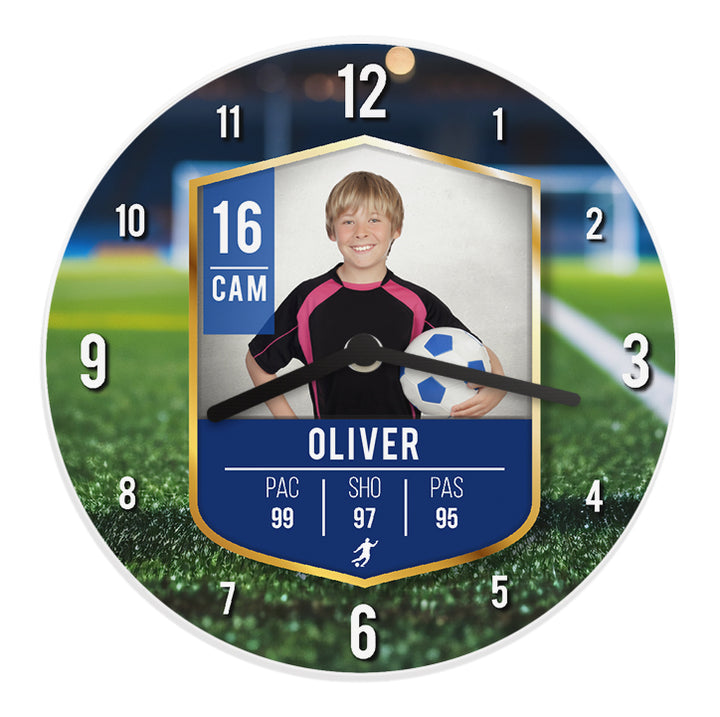 Personalised Football Photo Upload Childrens Clock - part of the Gifts Finder Personalised Wooden Clocks collection