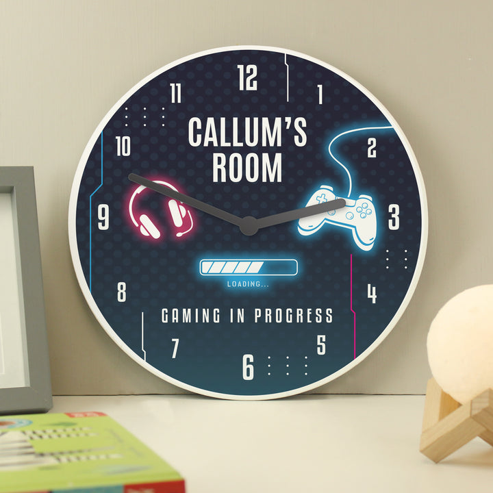 Personalised Gaming Wooden Childrens Clock - part of the Gifts Finder Personalised Wooden Clocks collection