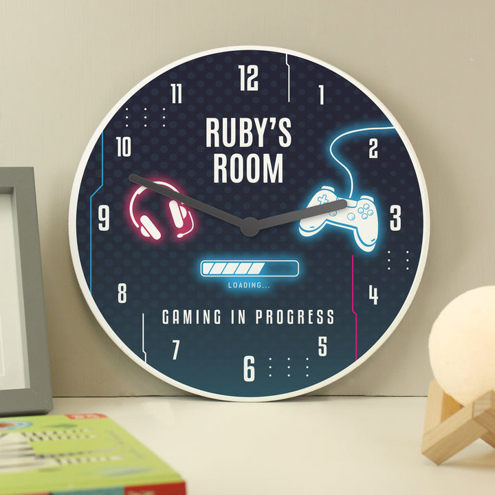 Personalised Gaming Wooden Childrens Clock - part of the Gifts Finder Personalised Wooden Clocks collection