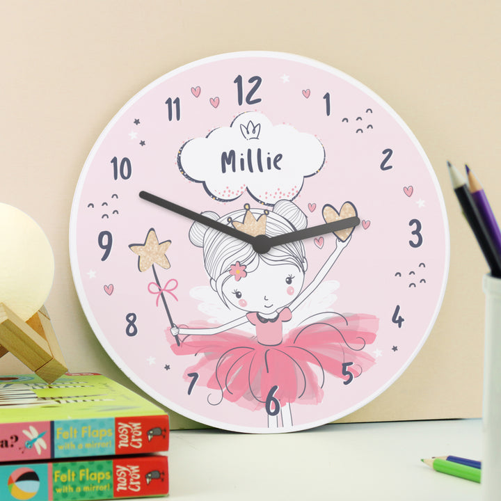 Personalised Fairy Wooden Childrens Clock - part of the Gifts Finder Personalised Wooden Clocks collection