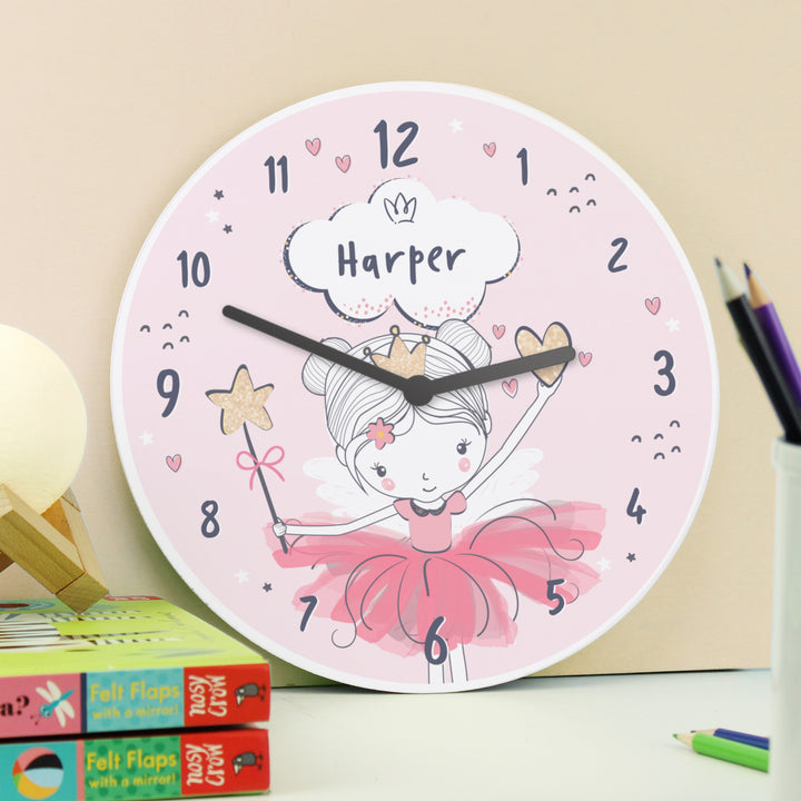 Personalised Fairy Wooden Childrens Clock - part of the Gifts Finder Personalised Wooden Clocks collection