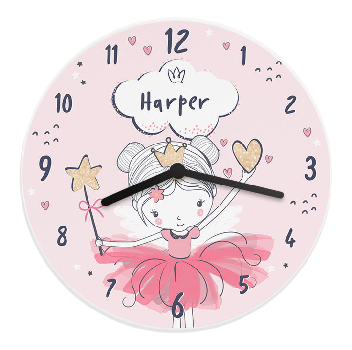 Personalised Fairy Wooden Childrens Clock - part of the Gifts Finder Personalised Wooden Clocks collection