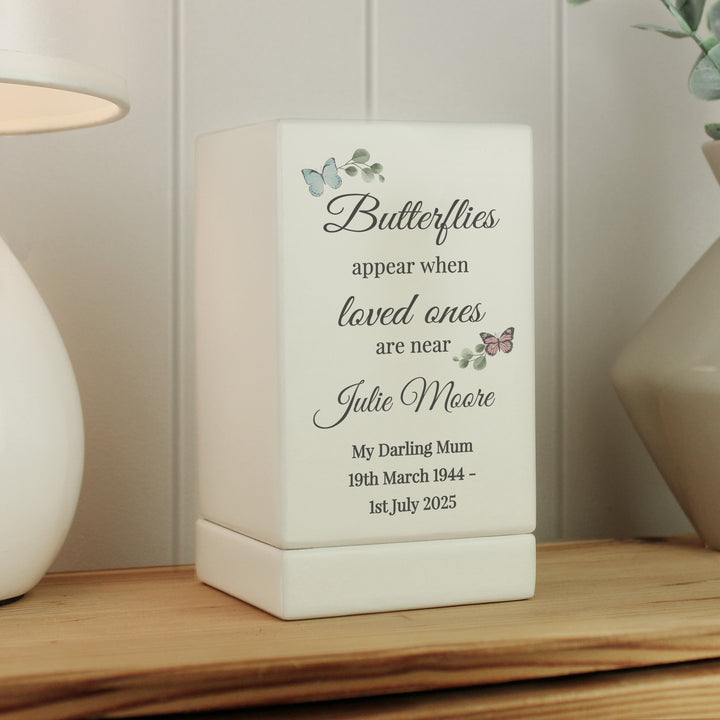 Personalised Butterflies Appear Small Wooden Urn - part of the Gifts Finder Personalised Memorial Gifts collection