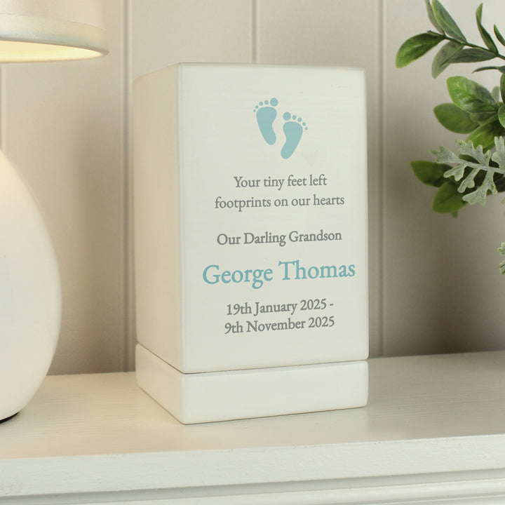 Personalised Baby Boy Small Wooden Urn - part of the Gifts Finder Personalised Memorial Gifts collection