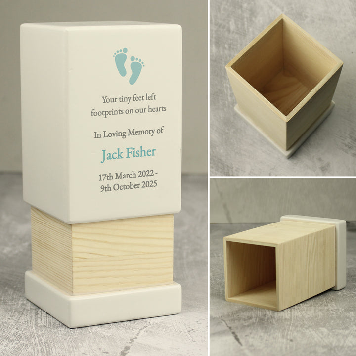 Personalised Baby Boy Small Wooden Urn - part of the Gifts Finder Personalised Memorial Gifts collection