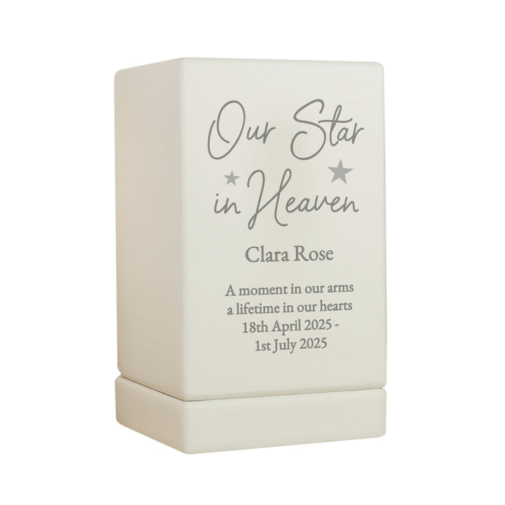 Personalised Our Star in Heaven Small Wooden Urn - part of the Gifts Finder Personalised Memorial Gifts collection