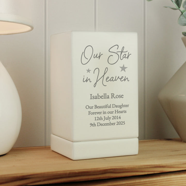 Personalised Our Star in Heaven Small Wooden Urn - part of the Gifts Finder Personalised Memorial Gifts collection