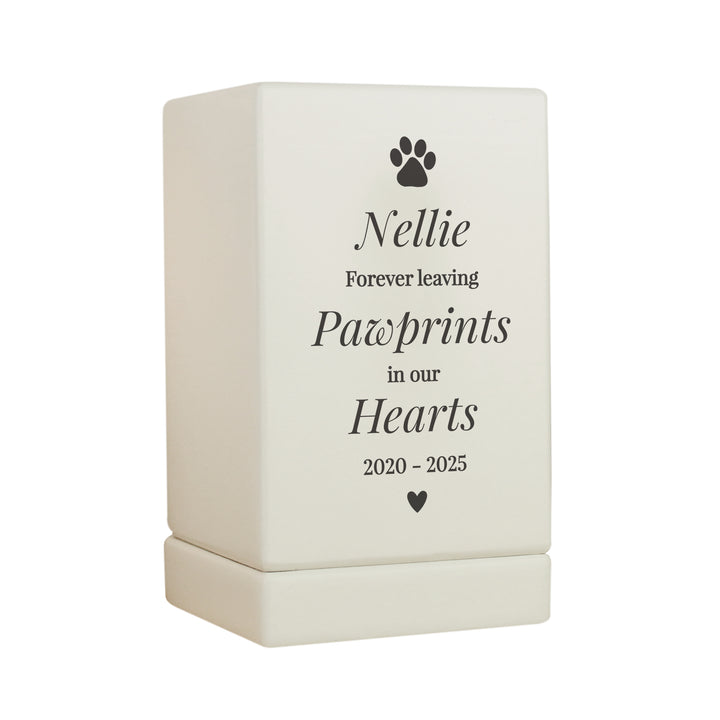 Personalised Pet Pawprints Small Wooden Urn - part of the Personalised Memorial Gifts collection