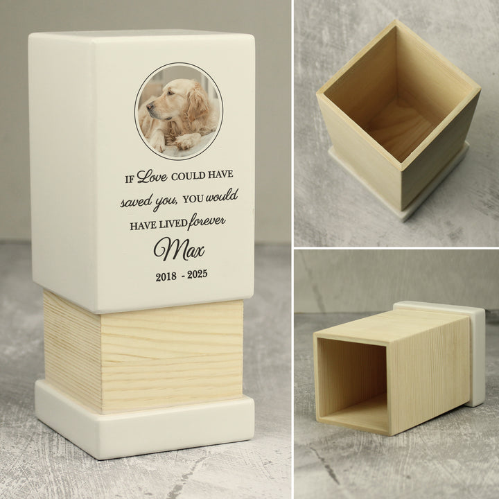 Personalised Pet Photo Upload Small Wooden Urn - part of the Personalised Memorial Gifts collection