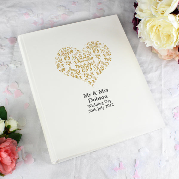 Buy Personalised Gold Damask Heart Traditional Album available now at www.giftsfinder.co.uk