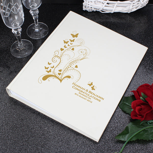 Buy Personalised Gold Butterfly Swirl Traditional Album available now at www.giftsfinder.co.uk