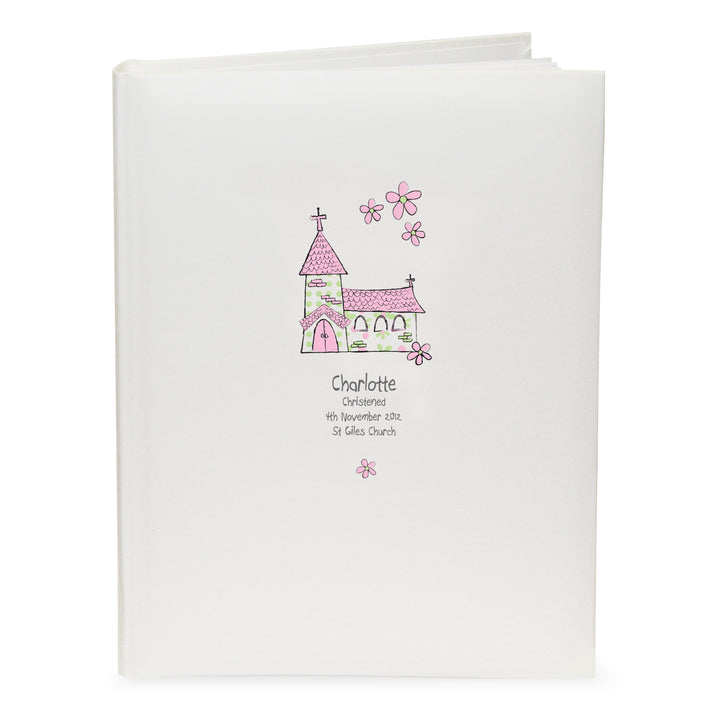 Personalised Whimsical Church Pink Traditional Photo Album in gift category Photo Frames, Albums and Guestbooks